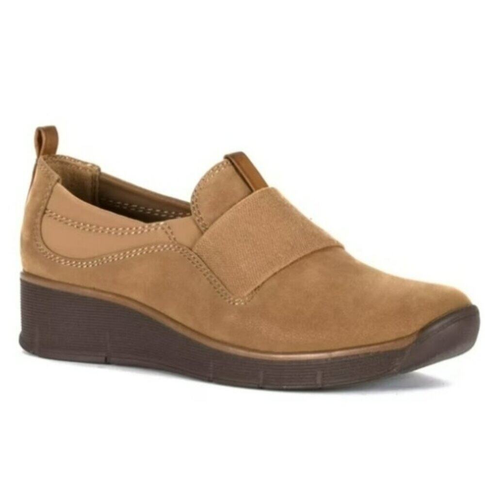 Baretraps Garner Comfort Loafers Cognac Size 6 Wedge Slip On Casual Work Shoes